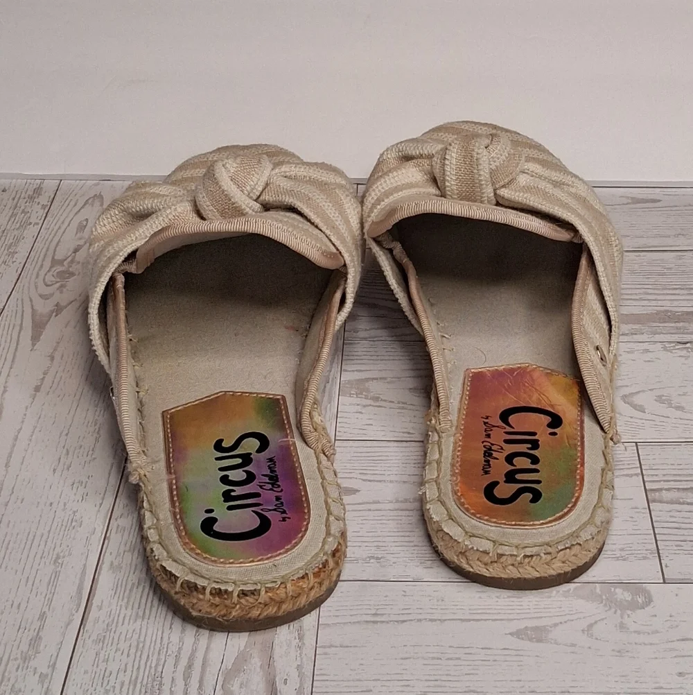 Circus by Sam Edelman Beige Striped Women's Slip-On Espadrille Mules Size 9